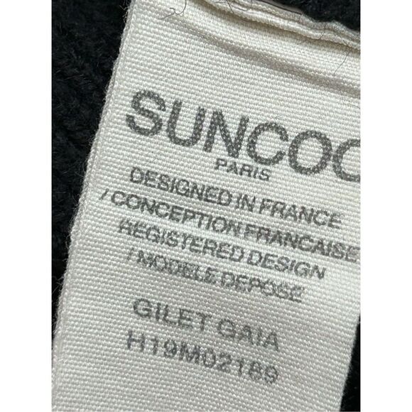 Suncoo Cardigan Sweater Open Front Rib Knit Long Sleeve Black Women’s Size Small - Picture 5 of 8